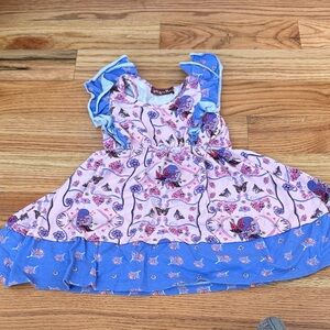 Jelly The Pug Blue and Pink Butterfly Dress